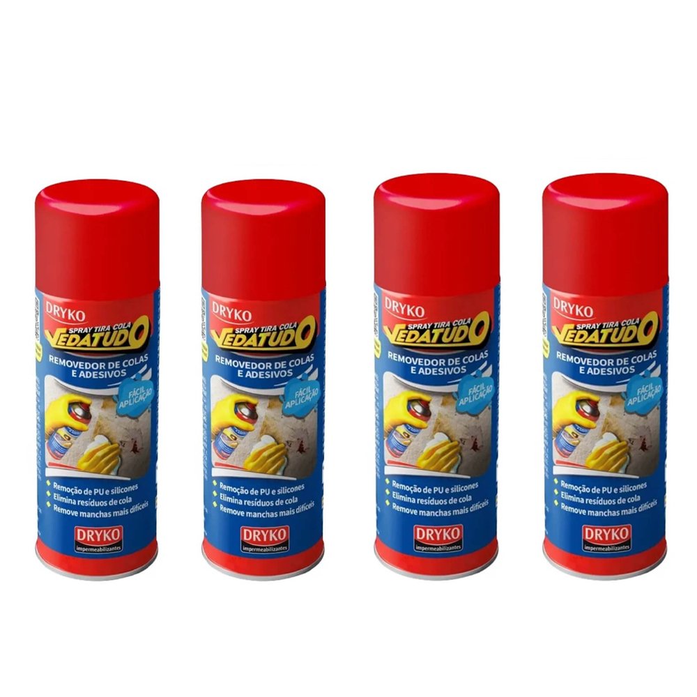 Kit com 4 Sprays Removedor Tira Cola Vedatudo Dryko 400ml - 1