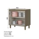 Ver imagem 5 de Balcão 80cm 2 Portas com Tampo para Cooktop 100% MDF Aurora Espresso Móveis Bege/Duna/Cristal