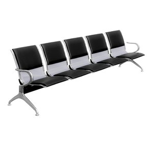 Cadeira Longarina Aeroporto 5 Lugares com Estofado:preta