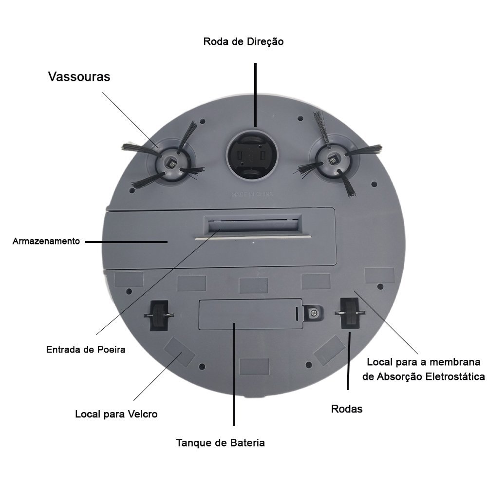 Robo Aspirador Varre Passa Pano Automatico USB Inteligente Faxina Casa Arrumaçao Vassoura Poeira - 6