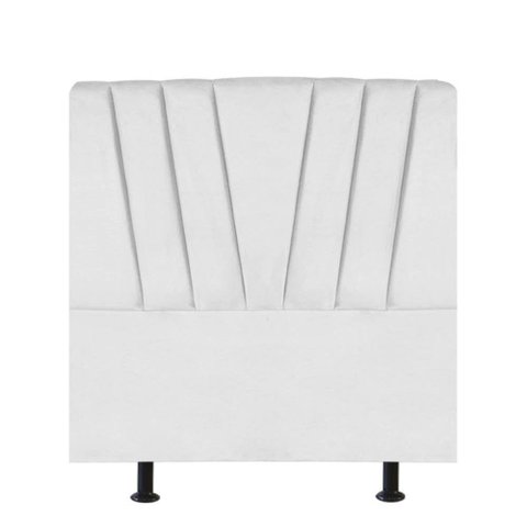 Cabeceira Estofada 100Cm Solteiro Cama Box Corino Branco