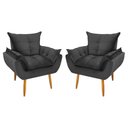 Ver imagem 1 de Kit 2 Poltronas Decorativa Opala Veludo Cinza Grafite