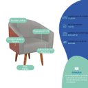 Ver imagem 4 de Poltrona Jade Decorativa Moderna Sala de Estar Quarto Escritório Conforto Corano Nozes e Linho Pés P