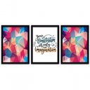 Ver imagem 1 de Kit Quadros 3 Pçs Mdf 30X40 Forma Frases 2 Moldura Preta