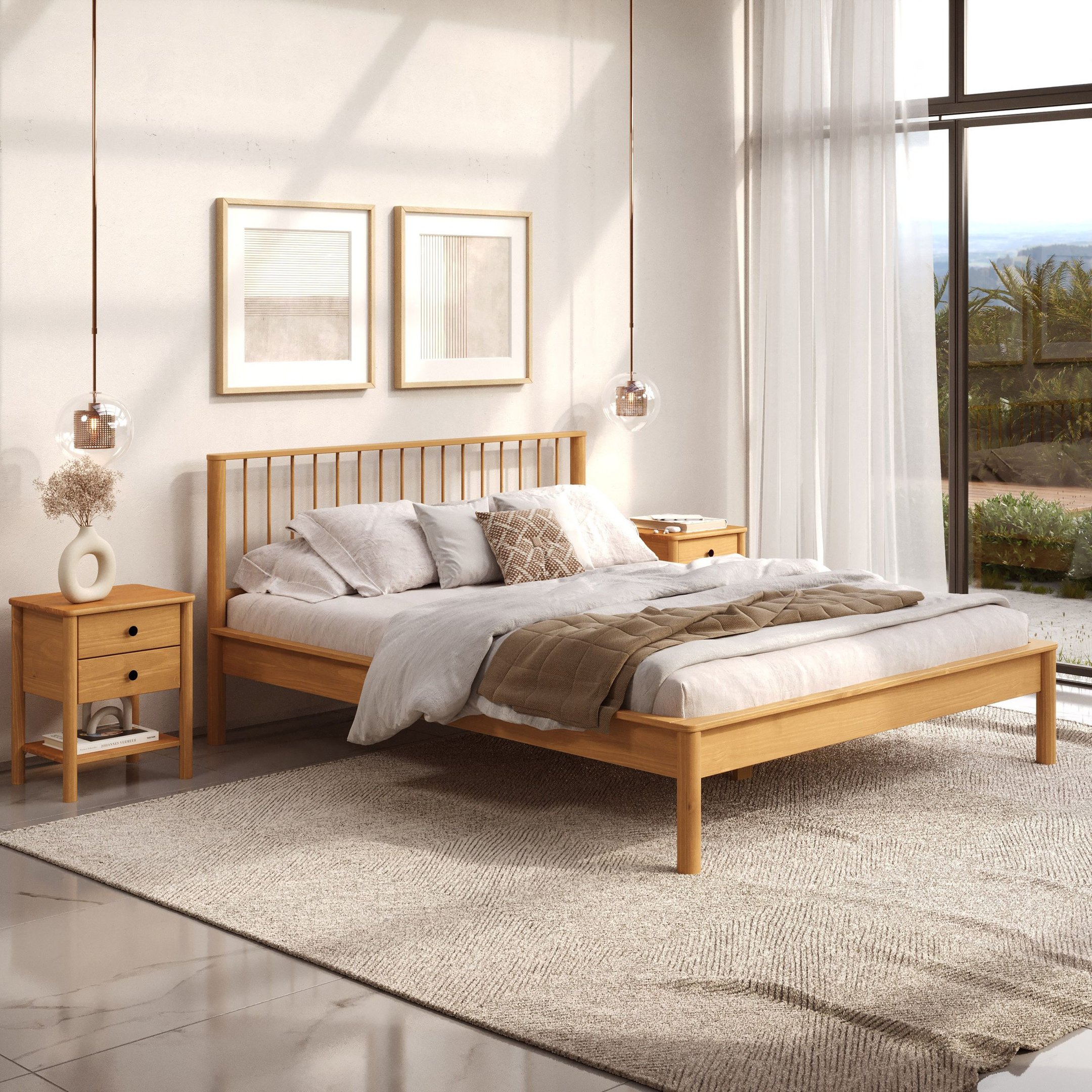 Cama Casal Queen de Madeira Moderna Apoana Madeirado Idimex
