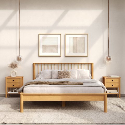 Cama Casal Queen de Madeira Moderna Apoana Madeirado Idimex