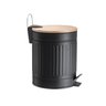 Lixeira Tampa de Bambu e Pedal com Amortecedor Fluted - Preta - 12 Litros - 1