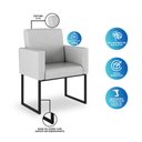 Ver imagem 3 de Poltrona Moderna Tecido Linho Cinza - Base de Ferro Preta