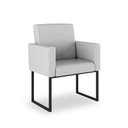 Ver imagem 1 de Poltrona Moderna Tecido Linho Cinza - Base de Ferro Preta