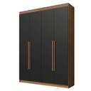 Ver imagem 3 de Guarda-Roupa Solteiro 4 Portas Batentes Rustic/Preto/Rustic Venus Madesa