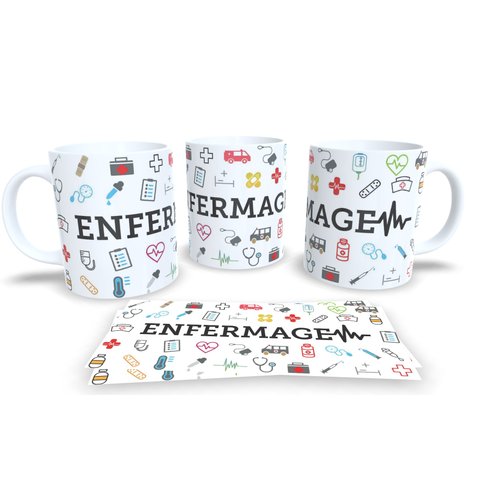 Caneca de Porcelana Branca Personalizada Profissões Enfermagem