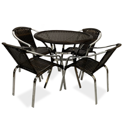 Conjunto Cadeiras Maresia Mesa Borda Trama Central Jardim Piscina Varanda Pedra Ferro Realize Decor - 1
