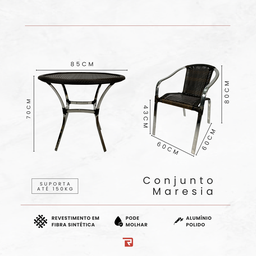 Conjunto Cadeiras Maresia Mesa Borda Trama Central Jardim Piscina Varanda Pedra Ferro Realize Decor - 5