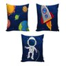 Kit Cortina Infantil Astronauta Menino + 3 Capas Almofadas - 3