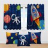 Kit Cortina Infantil Astronauta Menino + 3 Capas Almofadas - 2