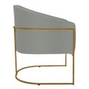 Ver imagem 4 de Poltrona Decorativa Jade Moderno Escritório Confortável Luxo Base de Ferro Dourado Linho