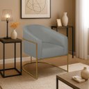 Ver imagem 1 de Poltrona Decorativa Jade Moderno Escritório Confortável Luxo Base de Ferro Dourado Linho