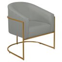 Ver imagem 3 de Poltrona Decorativa Jade Moderno Escritório Confortável Luxo Base de Ferro Dourado Linho