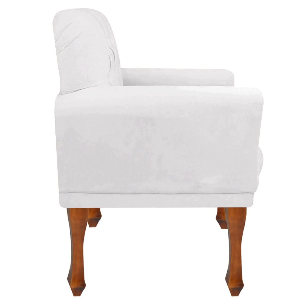 Conjunto Recamier Divã Chesterfield Cancun + 2 Poltrona Bia:Corino Branco - 7