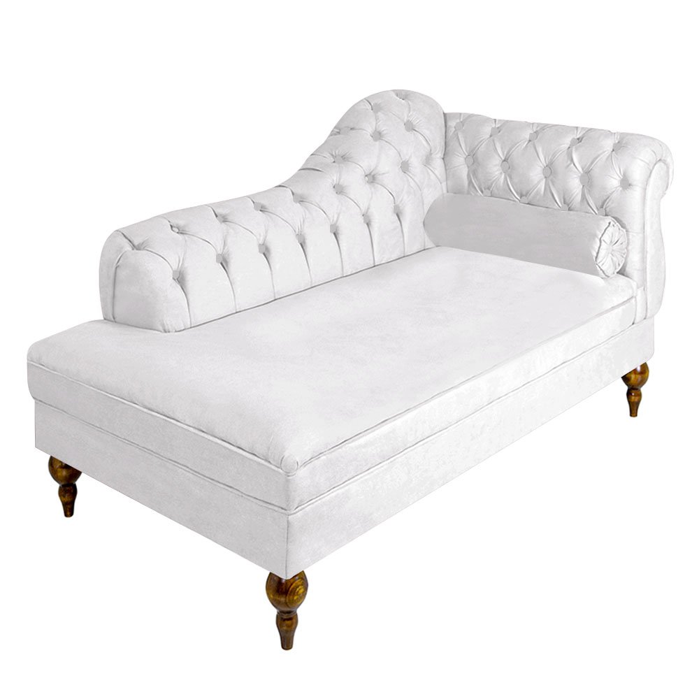 Conjunto Recamier Divã Chesterfield Cancun + 2 Poltrona Bia:Corino Branco - 3