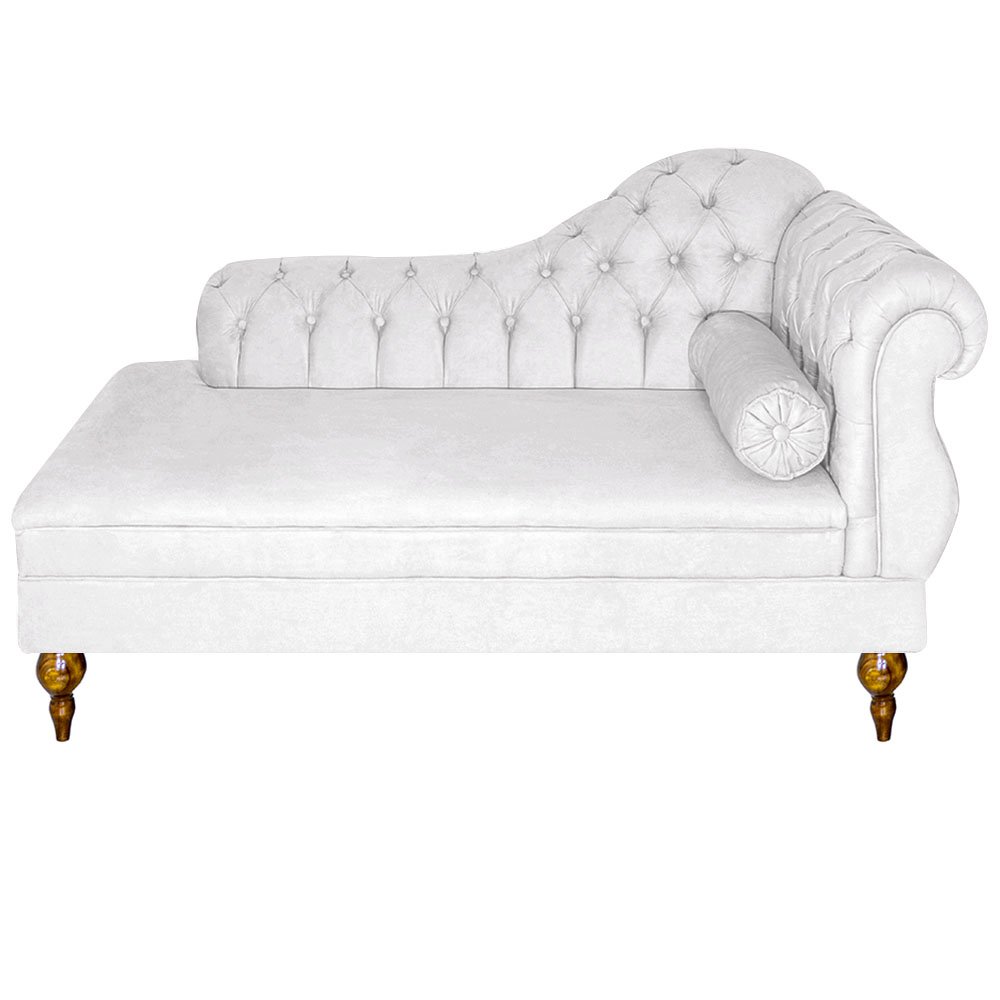 Conjunto Recamier Divã Chesterfield Cancun + 2 Poltrona Bia:Corino Branco - 2