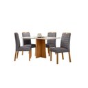 Ver imagem 1 de Conjunto Sala de Jantar Mesa Anitta 135x90 com 4 Cadeiras Mariah Ype/off White/veludo Cinza - Nc