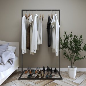 Arara Preta Reforçada Closet Expositora Moderna Technox