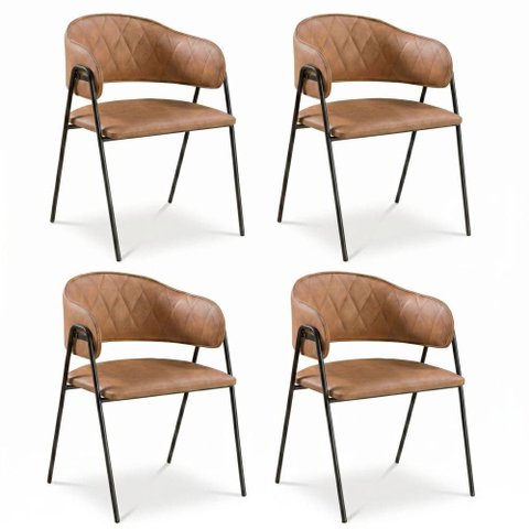 Kit 4 Cadeiras Veneza Jantar Base Aço Carbono Espuma D28 Tecido 409 - Base Preta