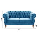 Ver imagem 3 de Sofá Chesterfield Capitonê Elisabeth Duquesa 2 Lugares - Veludo Azul