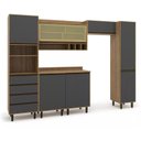 Ver imagem 2 de Cozinha Compacta Modulada 5 Peças 7 Portas 4 Gavetas Confort Cinza/Cinamomo/Grafite