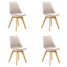 Kit 4 Cadeiras Saarinen Wood com Estofamento Várias Cores Cor:nude - 1