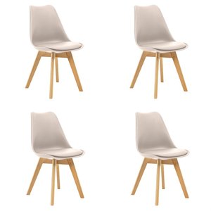 Kit 4 Cadeiras Saarinen Wood com Estofamento Várias Cores Cor:nude
