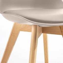 Kit 4 Cadeiras Saarinen Wood com Estofamento Várias Cores Cor:nude - 3