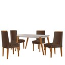 Ver imagem 2 de Mesa de Jantar Copper 120cm Tampo Mdf 4 Cadeiras Moderna Veludo Marrom/nat/off/serig. Off