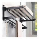 Ver imagem 4 de Toalheiro Varal Alumínio Inox C/ Prateleira e Ganchos Móveis:preto