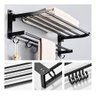 Toalheiro Varal Alumínio Inox C/ Prateleira e Ganchos Móveis:preto - 3