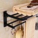 Ver imagem 7 de Toalheiro Varal Alumínio Inox C/ Prateleira e Ganchos Móveis:preto