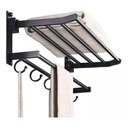 Ver imagem 1 de Toalheiro Varal Alumínio Inox C/ Prateleira e Ganchos Móveis:preto