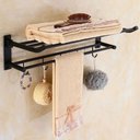 Ver imagem 6 de Toalheiro Varal Alumínio Inox C/ Prateleira e Ganchos Móveis:preto