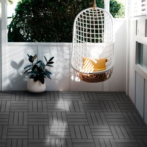 Deck Modular WPC EspaçoFloor Madeira Plástica Carvalho Coffee 30x30cm