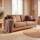 Ver imagem 1 de Sofá Living Vintage 3 Lugares 220cm em Linho Slim Marrom Avelã