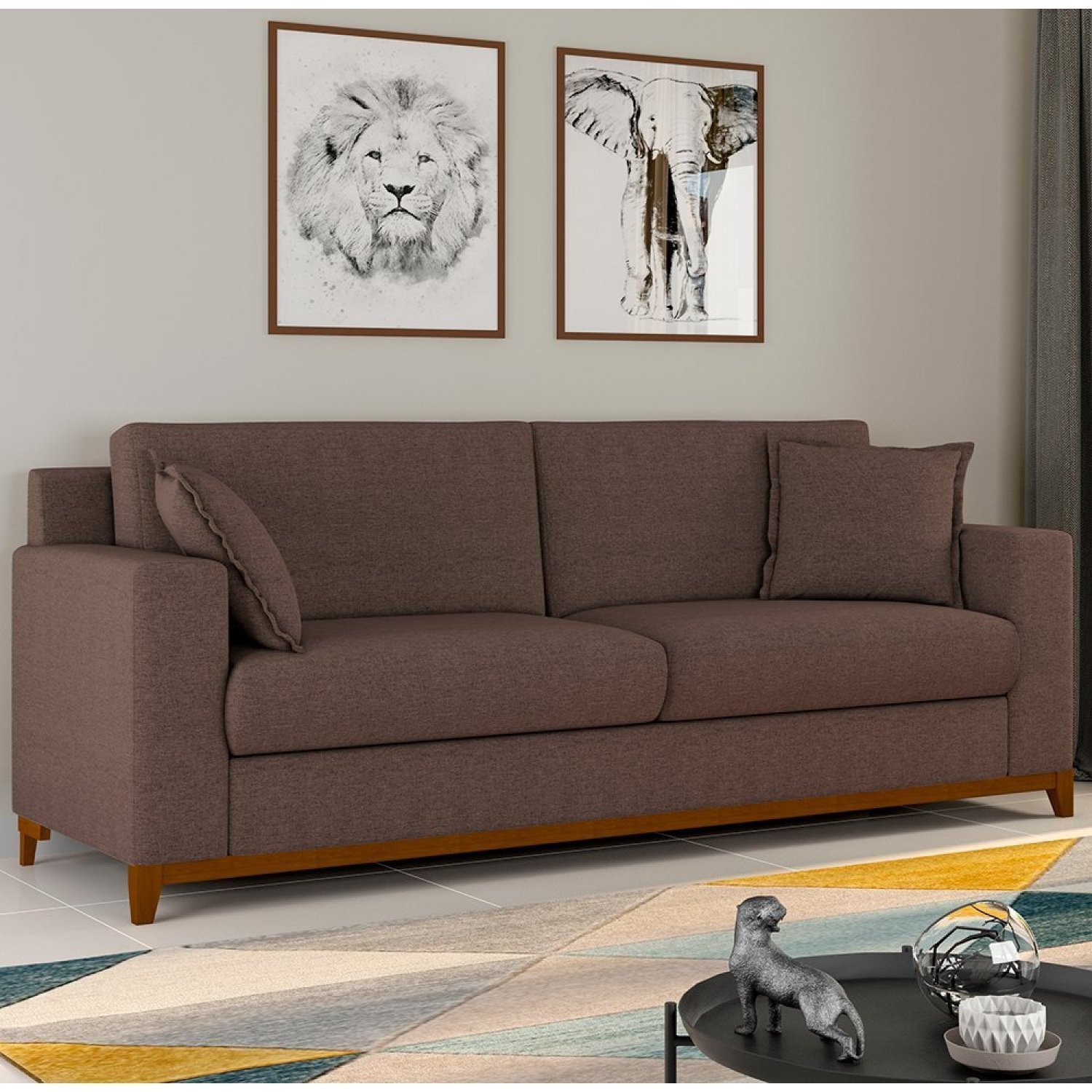 Sofá Living Vintage 3 Lugares 220cm em Linho Slim - 1