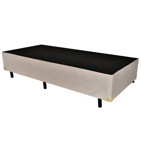 Cama Box Base Solteiro Suede Bege 88x188x42