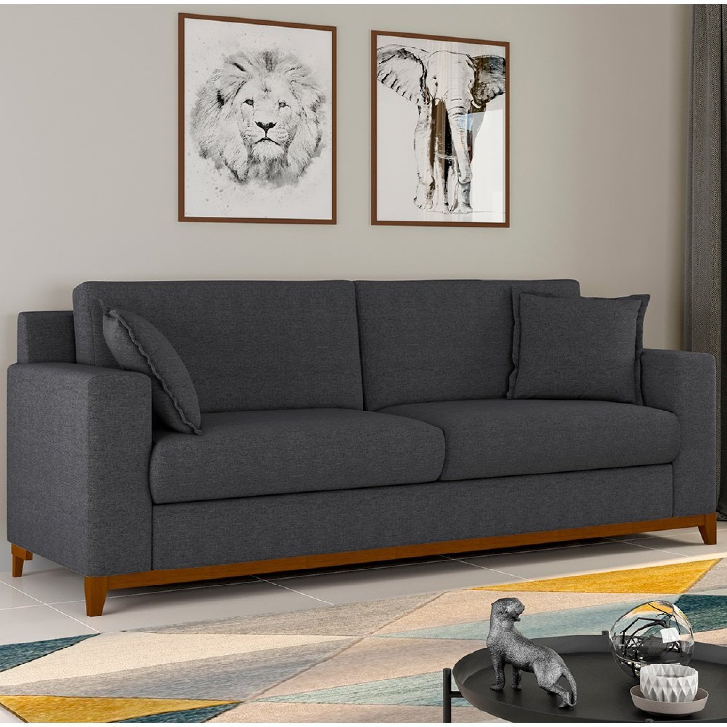 Sofá Living Vintage 3 Lugares 220cm em Linho Slim - 1