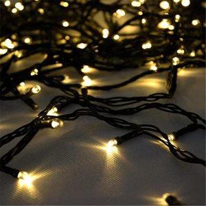 Kit 2 Cordão de Led Branco Quente 100 Lâmpadas Fixo Fio Verde Voltagem:127v