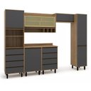 Ver imagem 2 de Cozinha Compacta Modulada 6 Peças 6 Portas 8 Gavetas Confort Cinza/Cinamomo/Grafite