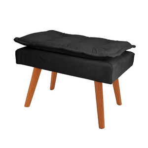 Banqueta Puff Decorativo Opala Preto Pé Palito