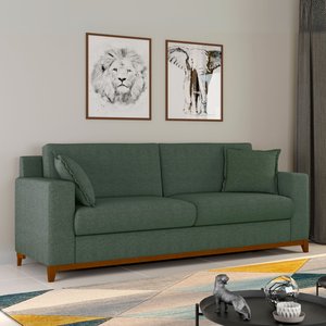 Sofá Living Vintage 3 Lugares 220cm em Linho Slim