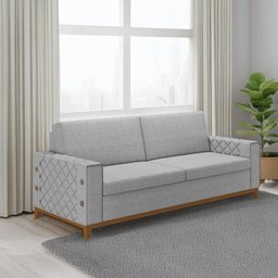 Sofá Living Vintage 3 Lugares 225cm em Linho Áspen - 1