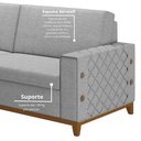 Ver imagem 7 de Sofá Living Vintage 3 Lugares 225cm em Linho Áspen Cinza
